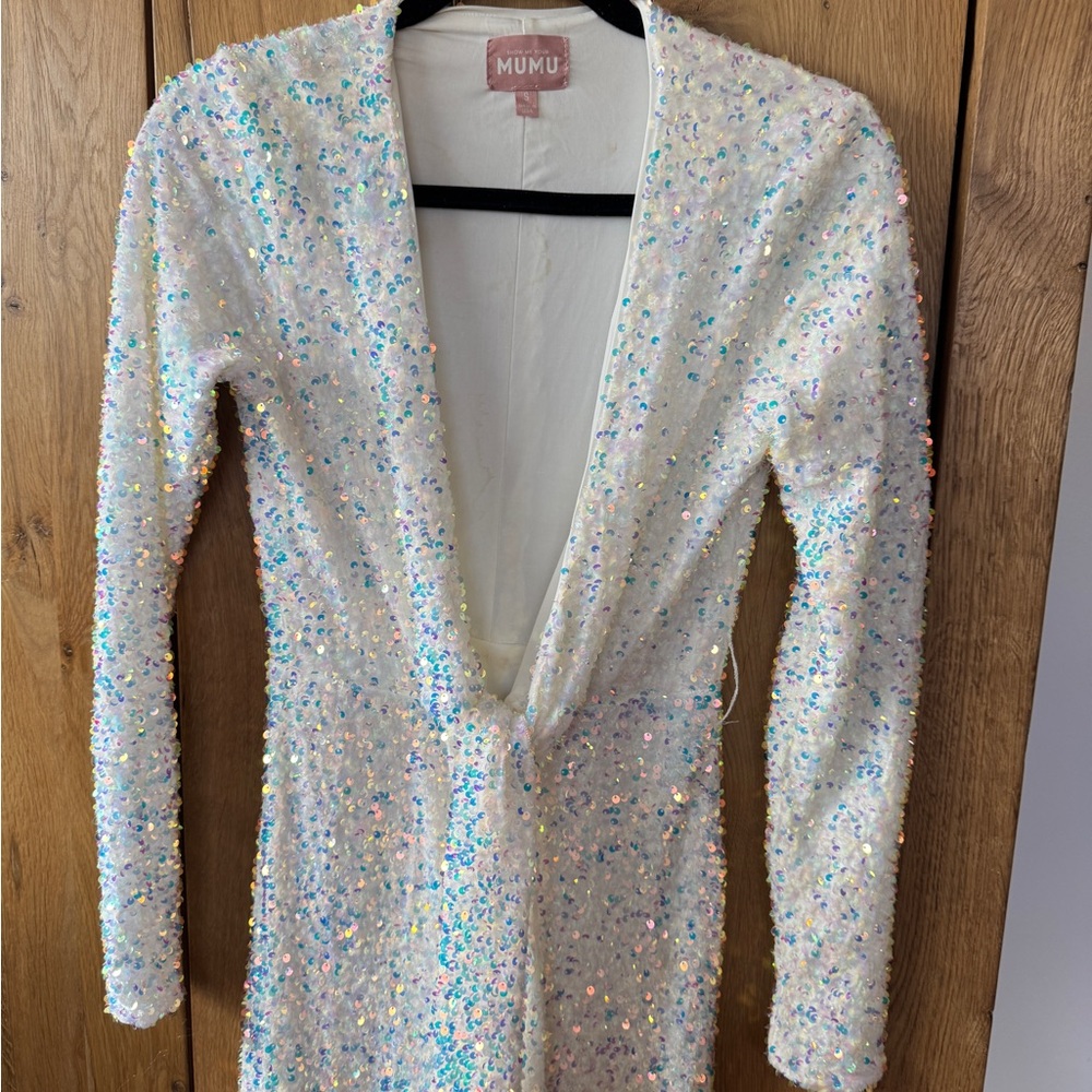 Show Me Your MuMu White Sequin Jumpsuit - Picture 2 of 4